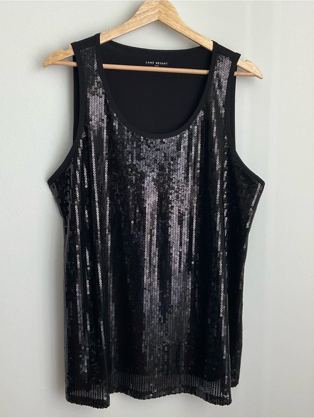 Lane Bryant 14/16 Black Sequined Scoop Neck Tank NWT - Picture 1 of 9